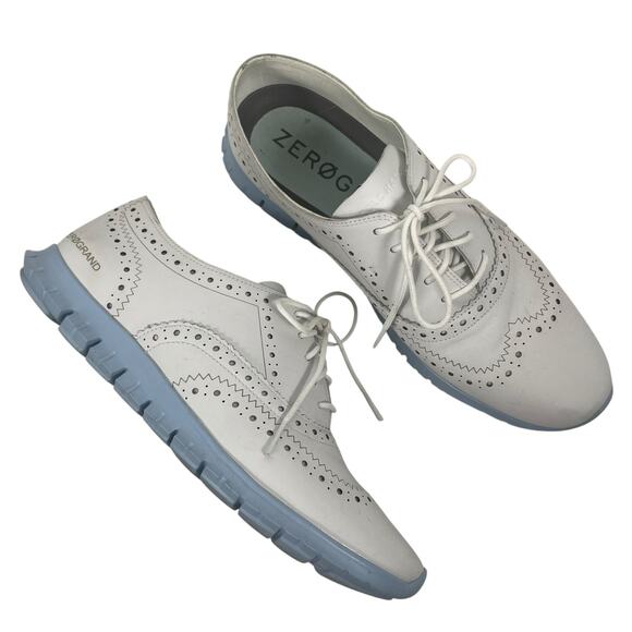 Cole Haan Zerogrand Wingtip Leather Oxford Shoes Lace Up Blue Size 8B - Picture 3 of 13